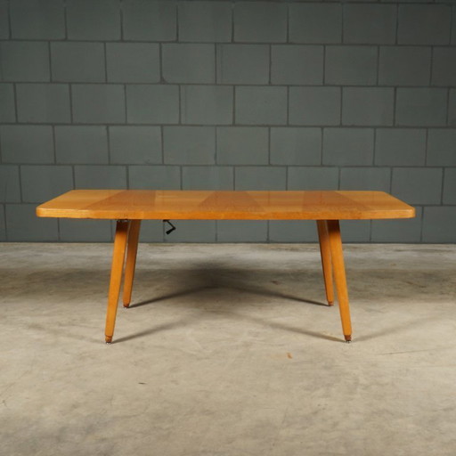 Tavolino da caffè vintage in noce – regolabile – anni '70