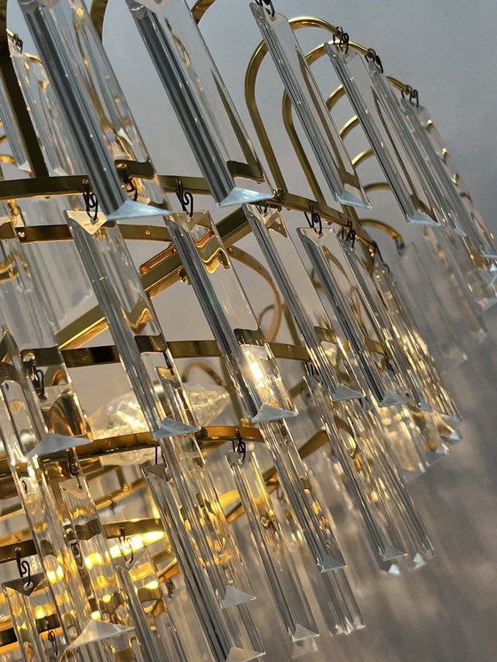 Image 1 of XL size large size hand cut Crystal Chandelier 70s mid century Style