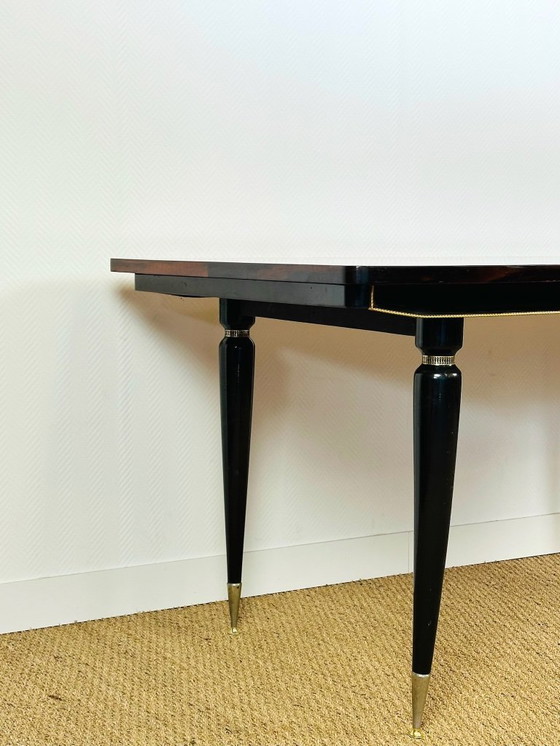 Image 1 of Art Deco eettafel van Macassar ebbenhout, 1940
