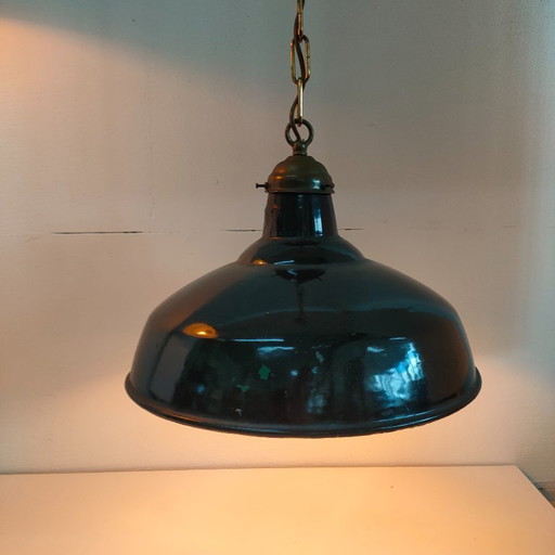 Industriële vintage café/plafondlamp metaal/emaillen (4 op voorraad)