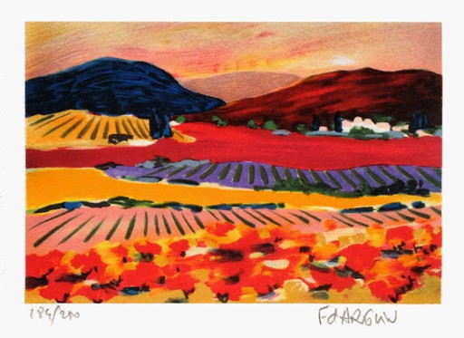 François D'ARGUIN Petite suite : paysage du midi II Signed lithograph 1994