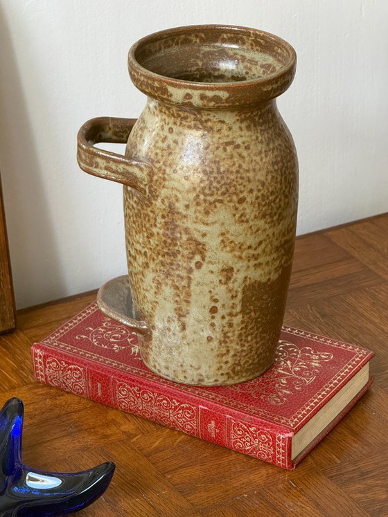 Vintage speckled enameled ceramic Vase (photo 2 of 9)