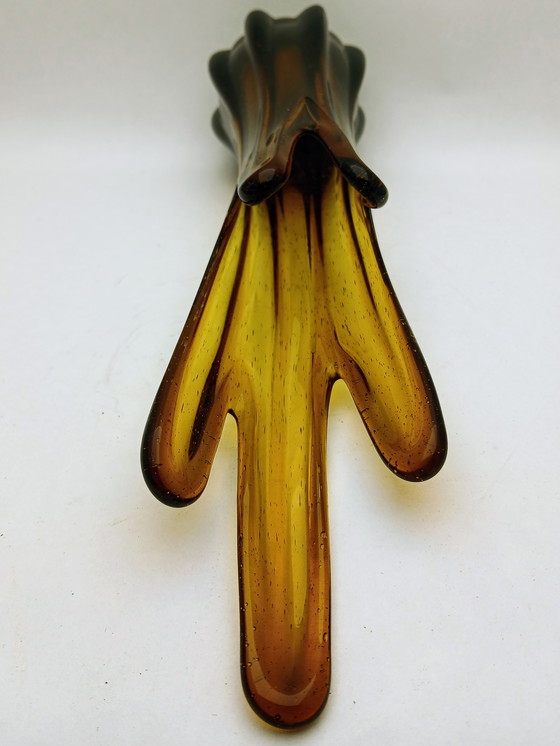 Image 1 of Vintage French Amber Glass Vase