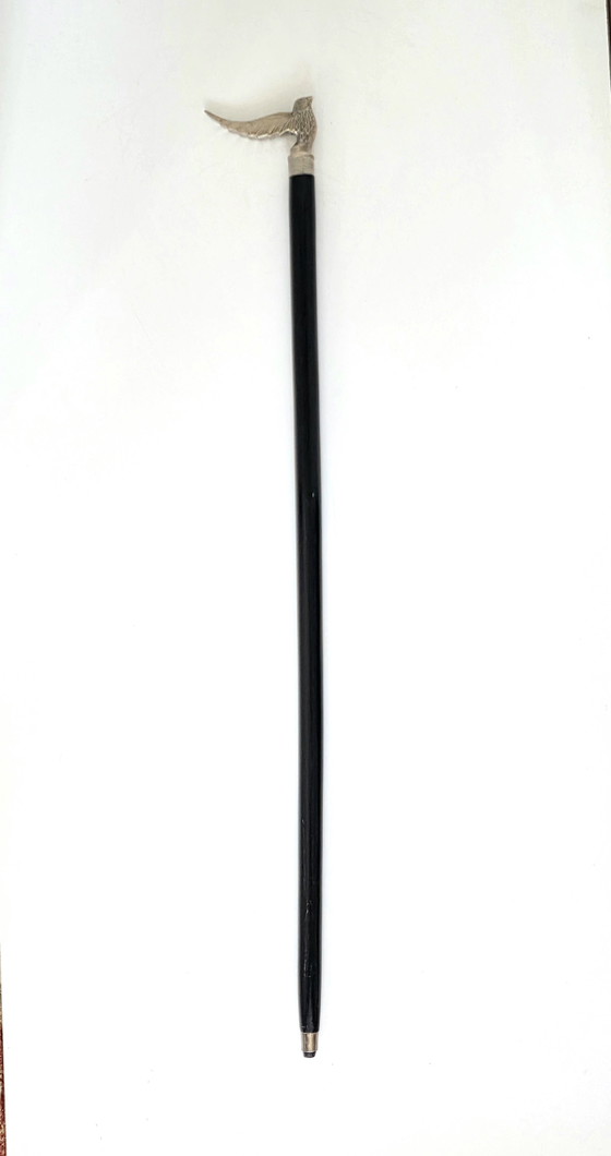 Elegant Silver-Plated 'Dove in Flight' Walking Cane – Solid Wood Shaft – Decorative Objects, Brass (photo 13 of 14)