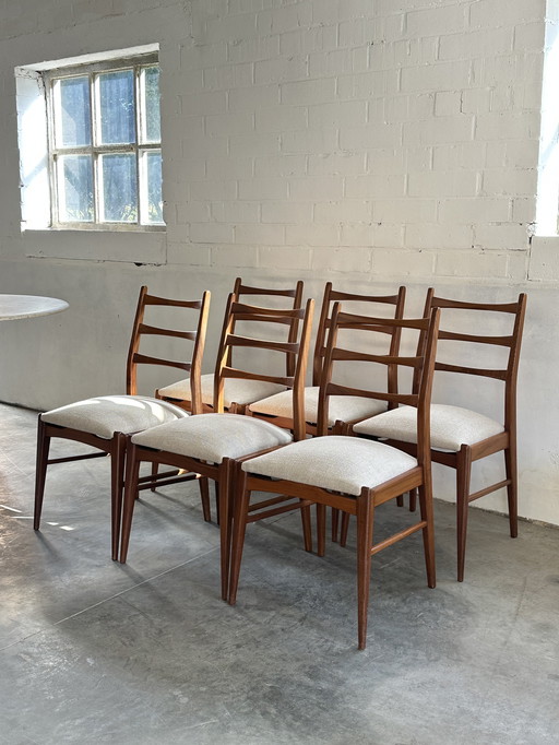 Set of 6 massive teak vintage chairs