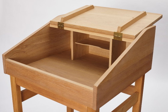 Sekretär aus Eichenholz, Dänemark, 1960er Jahre. – Schreibtisch, Wood, Brass (photo 9 of 16)