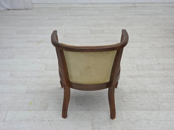 Image 1 of Fauteuil danois des années 1950, revêtement en velours et en maille, bois de chêne.