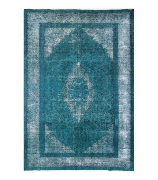 Alfombra Oriental Anudada a Mano Vintage Art Clásico & Diseño en Relieve 317 x 240 cm Azul, Verde