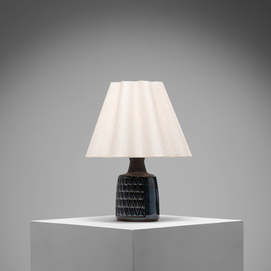 Blaue glasierte Steingut Tischlampe von Einar Johansen für Søholm Stentøj, Dänemark, 1960er, Johansen (Einar) (Foto 2 von 7)
