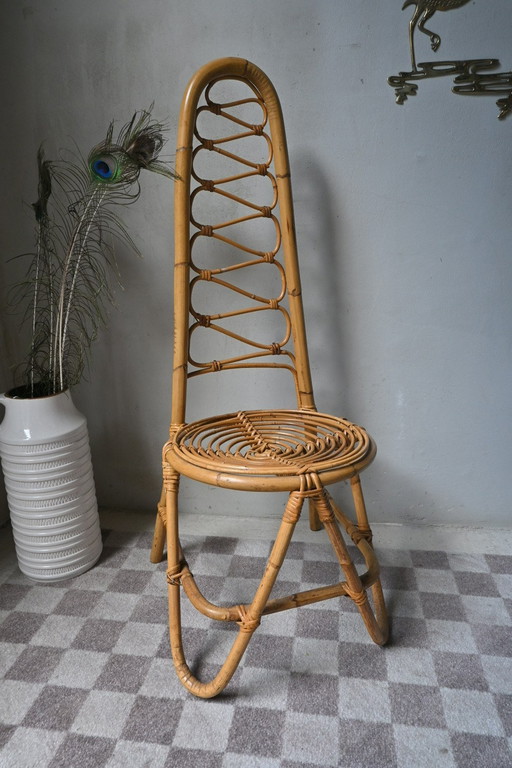 Chaise en rotin à haut dossier, Rohé Noordwolde, 1960s