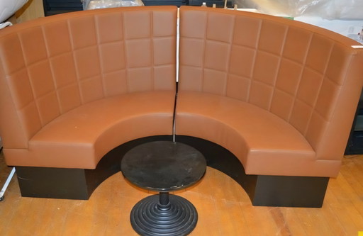 Set Half Round Dinner Sofas (Skai Upholstery) with Table - As Good As New!
