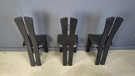 Sedie da pranzo in legno in stile postmoderno, anni '80 - set di 6