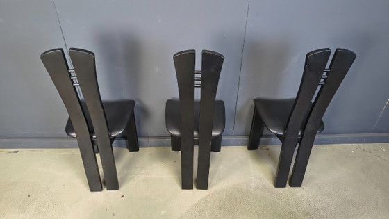 Image 1 of Chaises de salle à manger en bois de style post-moderne, années 1980 - lot de 6