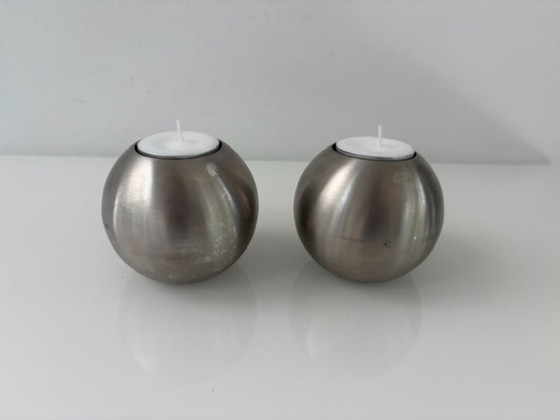 Set of 2 Stainless Steel Candle holders – Double-Sided Design – rvs (photo 2 of 13)