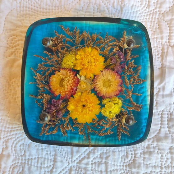 Sottopentola vintage in resina blu e fiori secchi – 17,5 cm – Accessori da tavola, Other (photo 9 of 9)