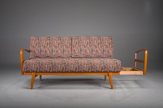 Image 1 of  Vintage Cherrywood and Wool Daybed from Knoll Antimott, 1950s-1960s