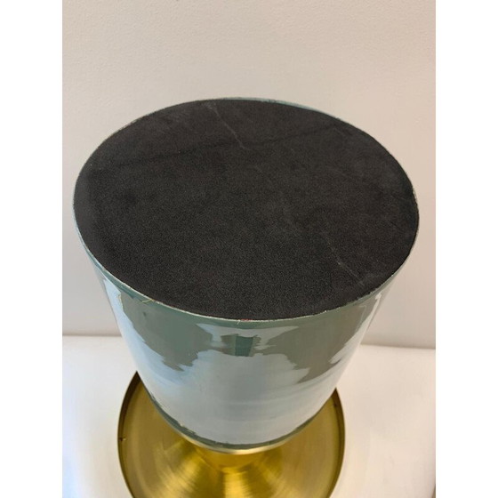 Image 1 of Vintage side table in glossy jade and gold color
