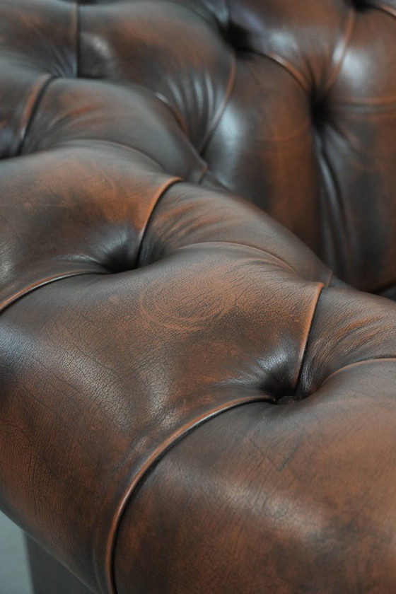 Image 1 of Brauner Chesterfield-Sessel aus Rindsleder im englischen Stil