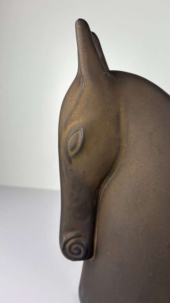 Image 1 of Vintage Ikea BRODD keramiek paardenhoofd design koper kleur