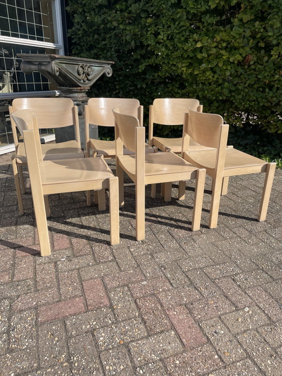 6 Casala Dining chairs from the 70s, white-grey stained – Wood (photo 4 of 11)