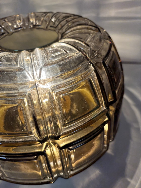 Image 1 of Ceiling and wall lamp made of brass and amber glass, Glashutte Limburg, Germany, 1960s