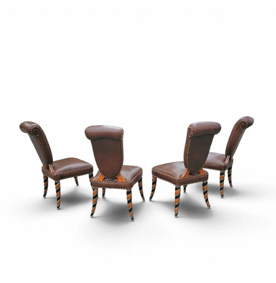 4 x Sedia in pelle mai vista prima / Anni '80 – Poltrone relax, Leather (photo 10 of 15)