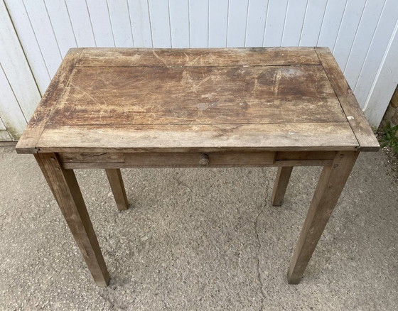 Image 1 of Bureau van massief eikenhout met 1 lade, 80x45 cm