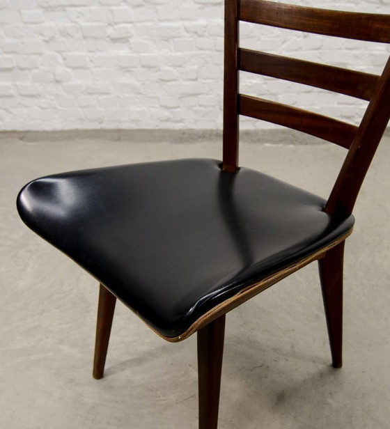 Image 1 of Set of Four ‘Quattro Colori’ Teak and Leatherette Dining Chairs in Style of Cees Braakman. The Netherlands, 1960s.