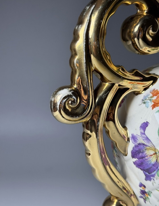 Image 1 of Boch Frères La Louvière Keralux Kruikvaas “Fleurs de Saxe” — België, Late Art Deco Periode