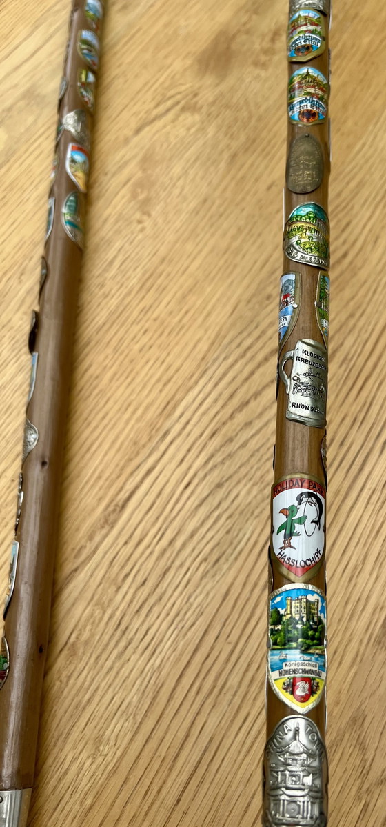 Image 1 of Two nostalgic walking sticks with enameled coats of arms from all over Europe