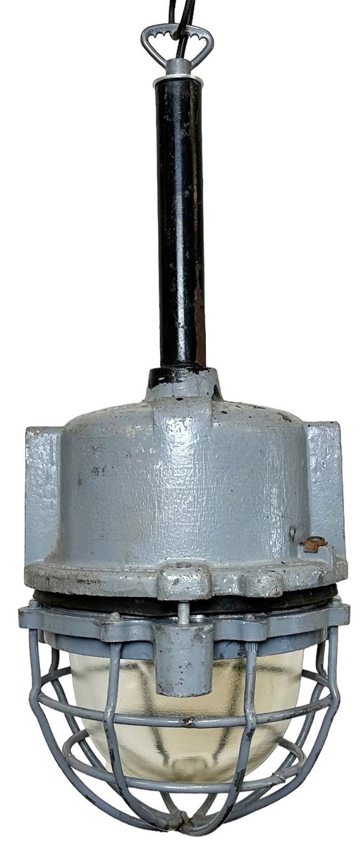 Dark Grey Cast Aluminium Explosion Proof Light from ELBA, 1970s