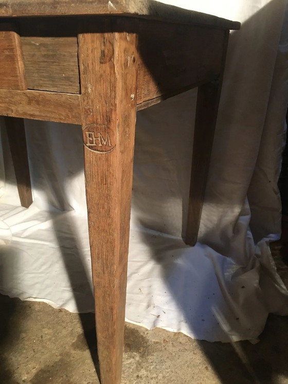 Eiken/populier bijzettafel met lade – Vintage (photo 7 of 14)