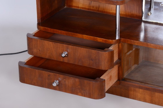 Restored Art Deco Dressing Mirror, by R. Slezak, Glass, Walnut, Czech, 1930s – Dressing tables, Wood (photo 5 of 14)