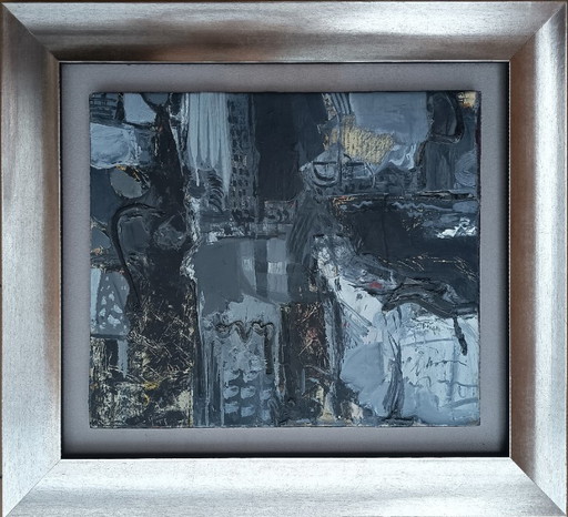 CLAUDIO SCHEFFER – Huile et Collage sur Toile – Œuvre Originale – 50 x 60 cm – Encadrée.