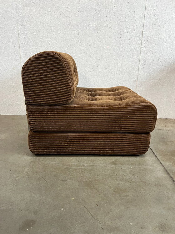 Image 1 of Vintage Fauteuil, Daybed/uitklapbed, Bruin Corduroy, 1970