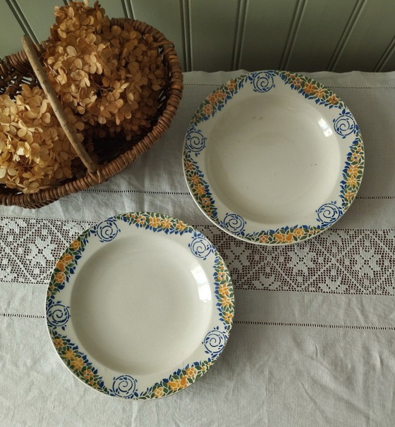 Image 1 of Pair of Art Deco ironstone mounted plates HBCM "Vaucluse"