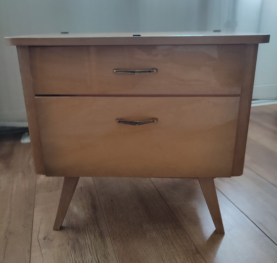 Image 1 of Vintage Nachtkast nachtkastje hout lade 