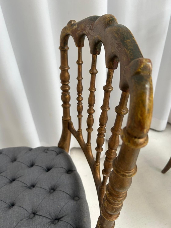 Napoleon Salonstuhl 4 Stück – napoleon salon stoel, Esszimmerstühle, Wood, Velvet (photo 8 of 8)