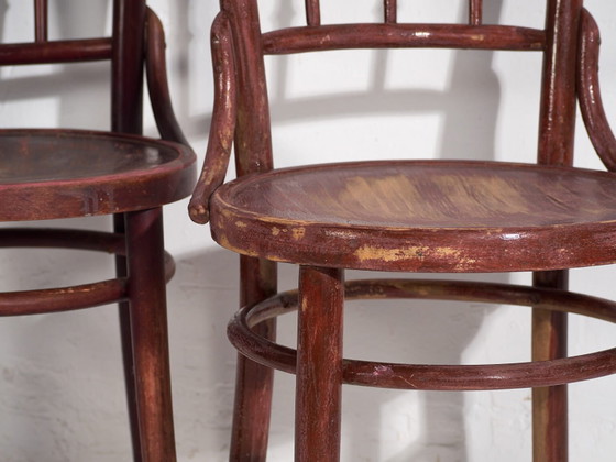 Sedie da pranzo Thonet antiche colorate (c.1920). Set di 4 pezzi #2 (photo 38 of 40)