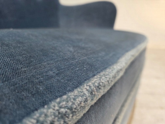 1970s, Danish 2-seater sofa, furniture velour, beech wood., 2 seaters, Velvet, Blue (photo 16 of 21)