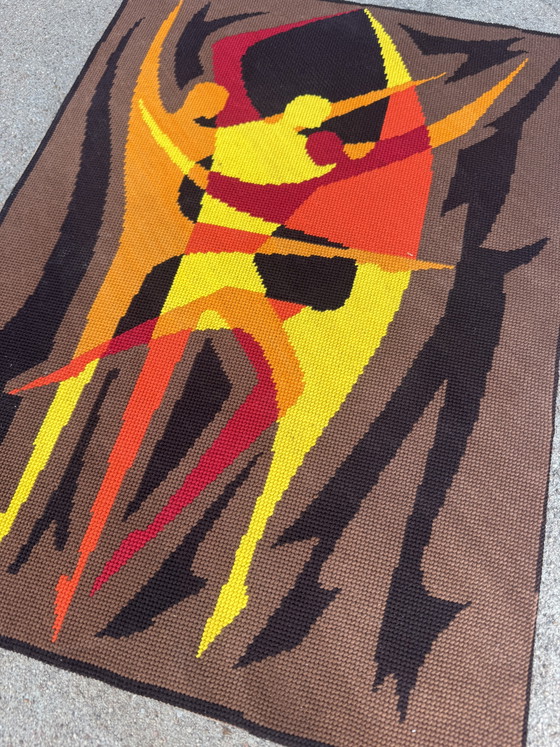 Image 1 of Tapiz de arte pop, bailarinas, década de 1970