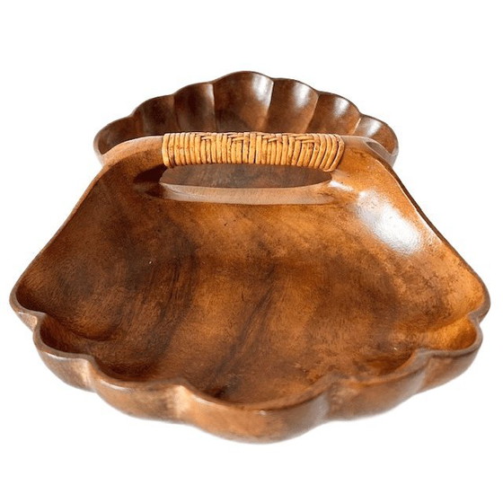 Image 1 of Ciotola vintage in legno di conchiglia di metà secolo, in legno di scimmia, anni '70