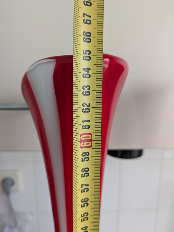 Image 1 of Set di grandi vasi da terra di design, rossi e bianchi – Vetro artistico – soffiati a mano