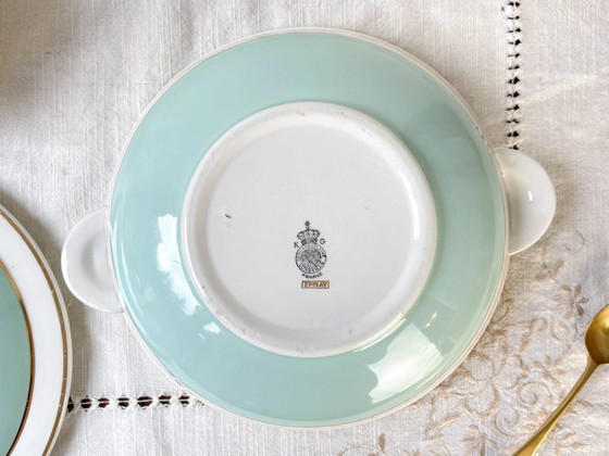 Soupière Vintage Porcelaine Blanche Verte LUNEVILLE EPINAY France Années 50 – Vaisselle (photo 10 of 10)