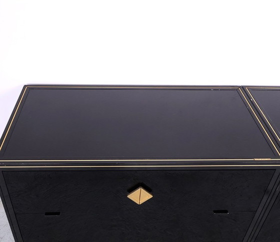 Image 1 of Black and gold Art Deco cabinets by Pierre Vandel, 1970s
