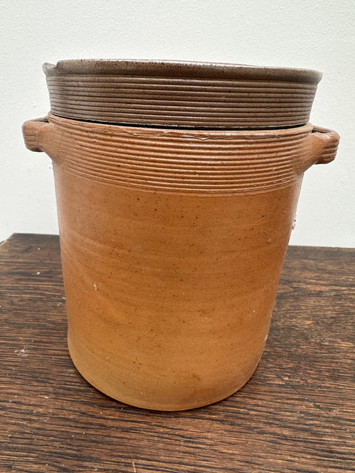 Antique stoneware pot - H 17 cm - vintage decor