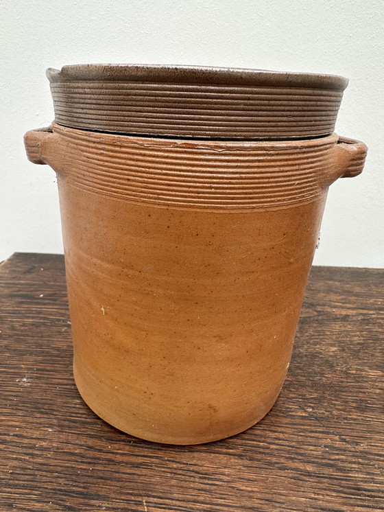 Image 1 of Antica pentola in gres - H 17 cm - arredamento vintage