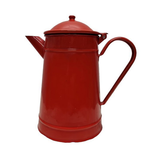 Image 1 of Mid Century red enamel coffee pot