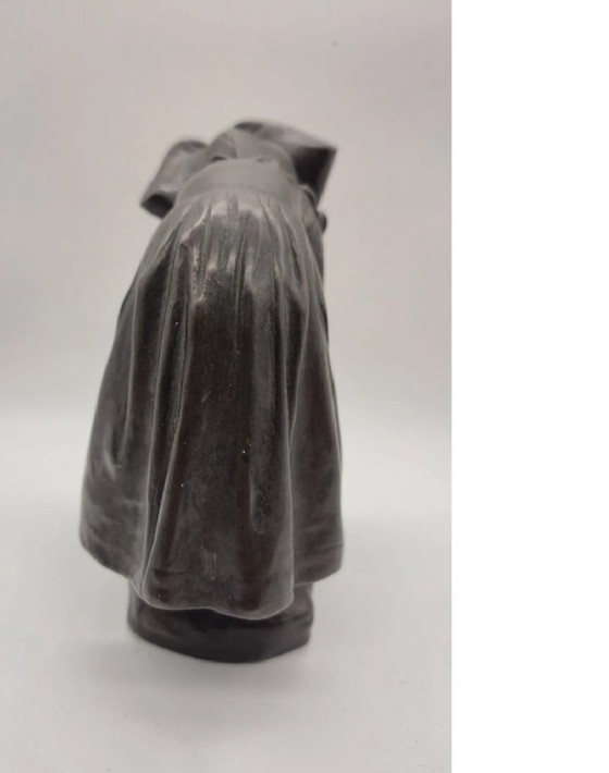 Image 1 of Albert Schultz “La ragazza delle oche” Scultura galvanica (finitura in bronzo) – Strasburgo intorno al 1900