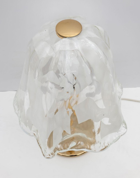 Image 1 of "La Murrina" Mid-century moderne Italiaanse tafellamp van messing en Muranoglas, jaren 70